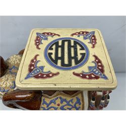 Oriental style ceramic garden seat in the form of an elephant, H55cm