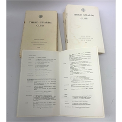 Scots Guards - ten copies of The Scots Guard Magazine, complete run 1964-73; twenty-eight copies of Scots Guards/Third Guards Club Annual Report, complete run 1947-74; A Short History of the Scots Guards. Two volumes. 1642-1962 and 1642-82; Famous Regiments - The Scots Guards; and quantity of invitations to various annual dinners, Buckingham Palace garden parties etc