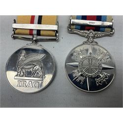 NATO Service Medal with clasp for Former Yugoslavia; together with three copy medals - Iraq Medal with clasp for 19 Mar to 28 Apr 2003 and unfitted rosette; Operational Service Medal with Afghanistan clasp; and QEII Golden Jubilee 2002 medal; all with ribbons (4)