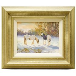 Leslie W Stones (British 20th century): 'A Quiet Evening', oil on board signed, titled verso 14cm x 20cm