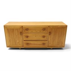 Ercol - mid-20th century light elm and beech Windsor 'model 455' sideboard, rectangular to...