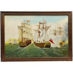 M Corrie (British 20th century): Steam Ship's Portrait, oil on board signed, together with two further 20th century marine oils, max 50cm x 75cm (3)