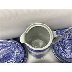Copeland Spode Italian pattern tea and dinner wares, including hor d'oeuvres dish, tureen and cover, coffee pot, six coffee cans and saucers, etc, all with blue printed marks beneath (40)