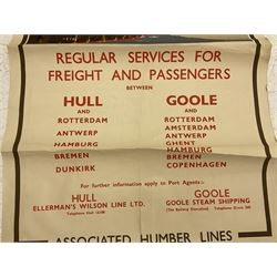 After Allanson Hick, Associated Humber Lines poster 'The Continent via Hull & Goole' published by the Railway Executive (Eastern Region) depicting two steam vessels at sea 101 x 63cm; unframed, folded and rolled
