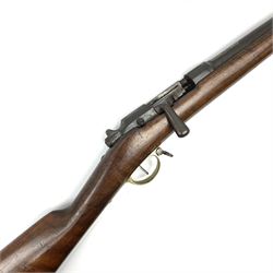 French Model 1866 Chassepot 11mm bolt-action needle fire rifle, the 70.5cm barrel stamped with various proof marks, the action inscribed 'Manufacture D'Armes St. Etienne Mle 1866-74', walnut full stock with brass mounts, stock stamped 8798, under barrel ramrod and two sling swivels L117cm