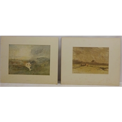  'Near Whittington', watercolour by Sir Charles John Holmes (1868-1936) initialled and dated 1913 and a similar landscape by Alfred Rich (1856-1921), both members of the NEAC approx 24cm x 33cm (unframed) (2) Provenance: by family decent from the collection of Francis Bate (1853-1950) a founder member treasurer and secretary of the New English Art Club    