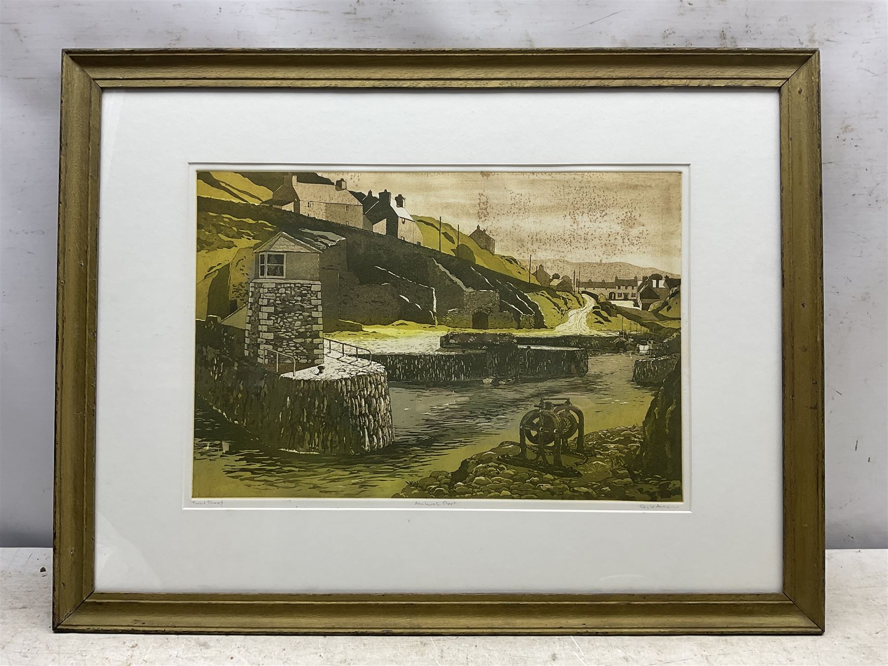 Keith Andrew (British 20th Century): 'Amlwch Port' Wales, trial proof etching with aquatint signed and titled, 30cm x 44cm 