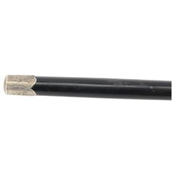 Victorian ebonised wooden conductors baton, with silver caps and collar, the silver collar engraved E. Robinson 30th Nov 1879, L51cm