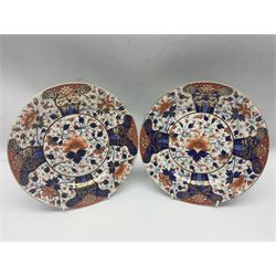Early 19th century and later, Royal Crown Derby in imari pattern, comprising pair of oval dishes, two plates and a sauce jug, plates D22cm
