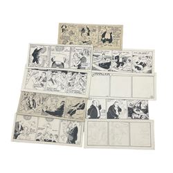 Sunderland Rollinson (British 1872-1950): 'Grandpa' set of nine cartoons including 'Grandpa at the School's Sports' and 'Grandpa Hangs up the Mistletoe Bough', pen and ink with one unfinished pencil sketch, variously signed and titled 13cm x 31cm (unframed) (9)