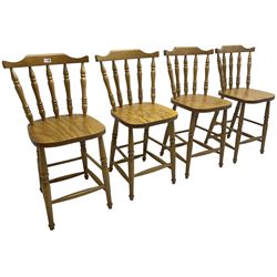 Set of four elm and beech farmhouse kitchen or dining chairs
