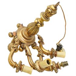 20th century giltwood chandelier with shades, H50cm 