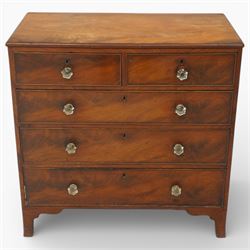 Victorian figured mahogany chest, fitted with two short over three long drawers, with glas...