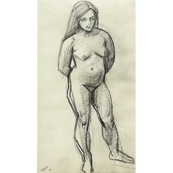 Anne Isabella Brooke (British 1916-2002): Female Nude Life Study, pencil dated April 22nd '77, 35cm x 20cm
Notes: painter and teacher born at South Crosland, Yorkshire principally known for her landscape oils. She attended Chelsea School of Art 1937-39, Huddersfield School of Art 1939-41 and London University. Lived in Harrogate