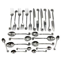 Artisan 24 piece stainless steel cutlery set in the Hammered Shell pattern