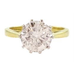 18ct gold single stone round brilliant cut diamond ring, Birmingham 1994, diamond approx 1.90 carat