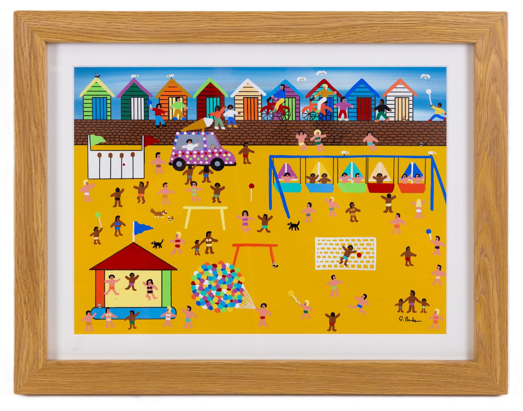 Gordon Barker (British 1960-): 'Funfair at the Beach', acrylic on paper signed, titled verso 24cm x 34cm 