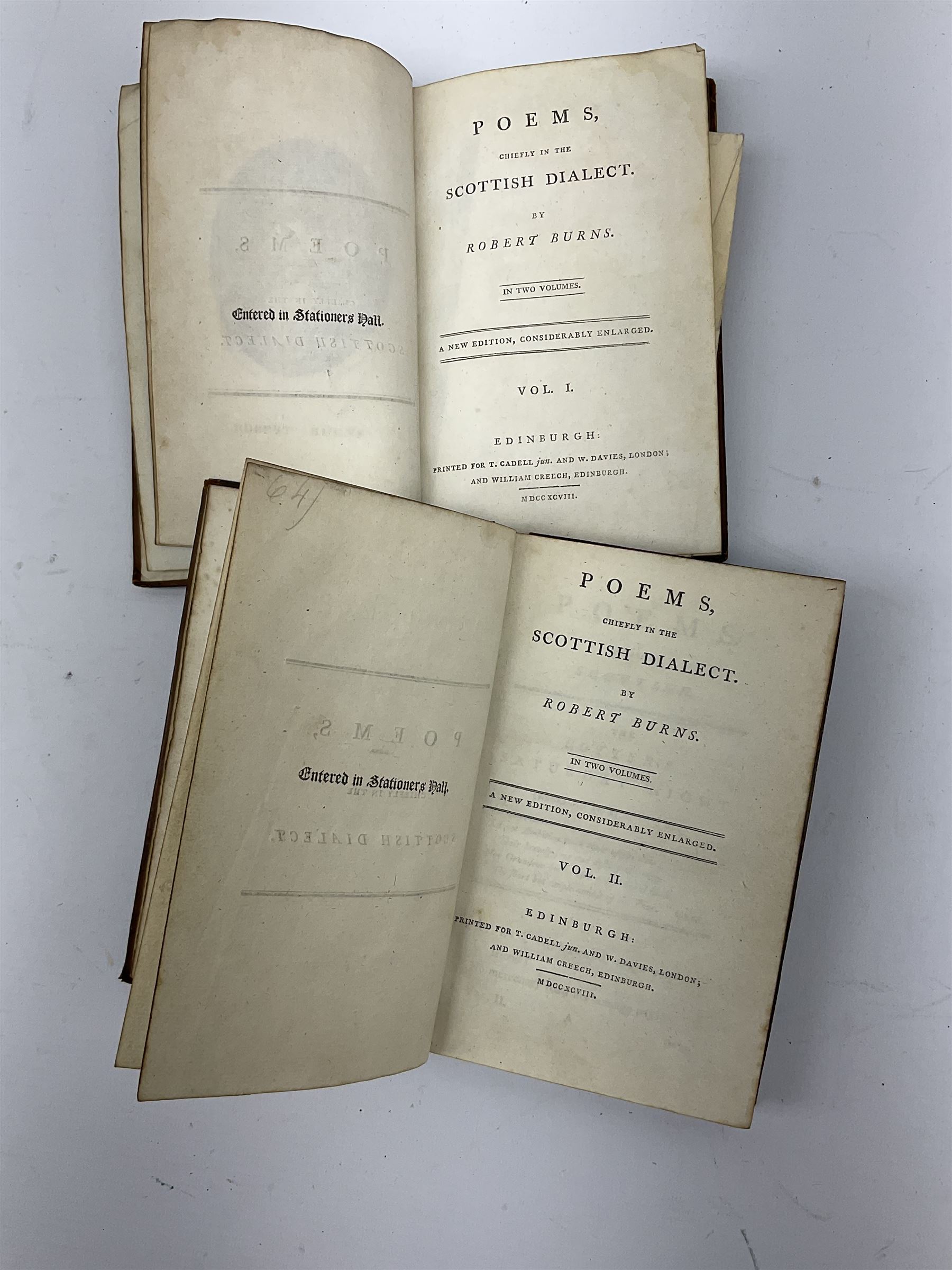 Robert Burns Poems, chiefly in the Scottish Dialect in 2 volumes ...