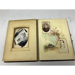 Victorian leather bound musical photo album, together with another victorian photo album, with photographs 
