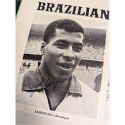 'World Cup 1966 England' hardback book, signed to inner front page by thirteen legendary footballers, to include Bobby Moore, Pele, George Cohen, Bobby Charlton, Alan Ball, Nobby Stiles, Roger Hunt, Peter Thompson, Kenneth Wolstenholme, Jairzinho, Garrincha, Martin Peters and Geoff Hurst, with certificate of authenticity from Chaucer Auctions