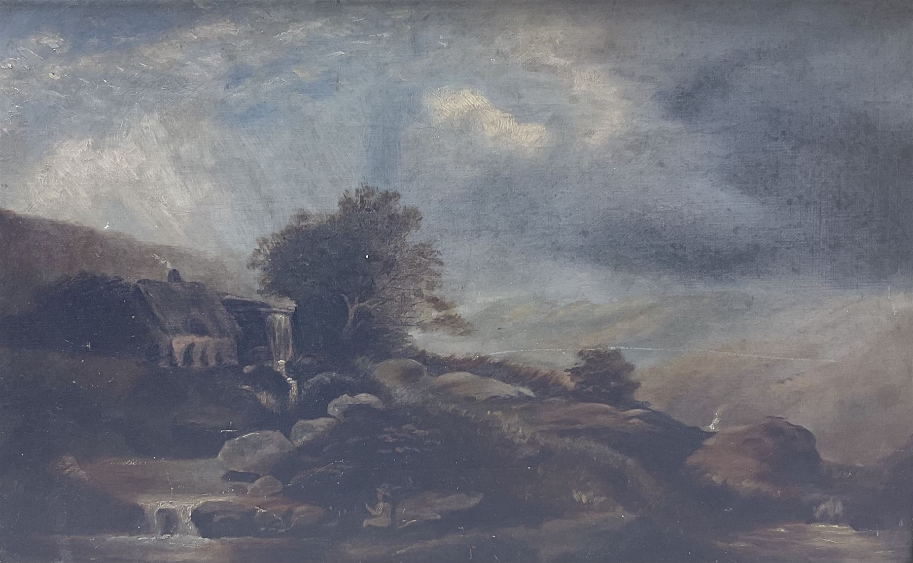 English School (19th/20th century): Rocky Stream, oil on canvas unsigned 25cm x 39cm