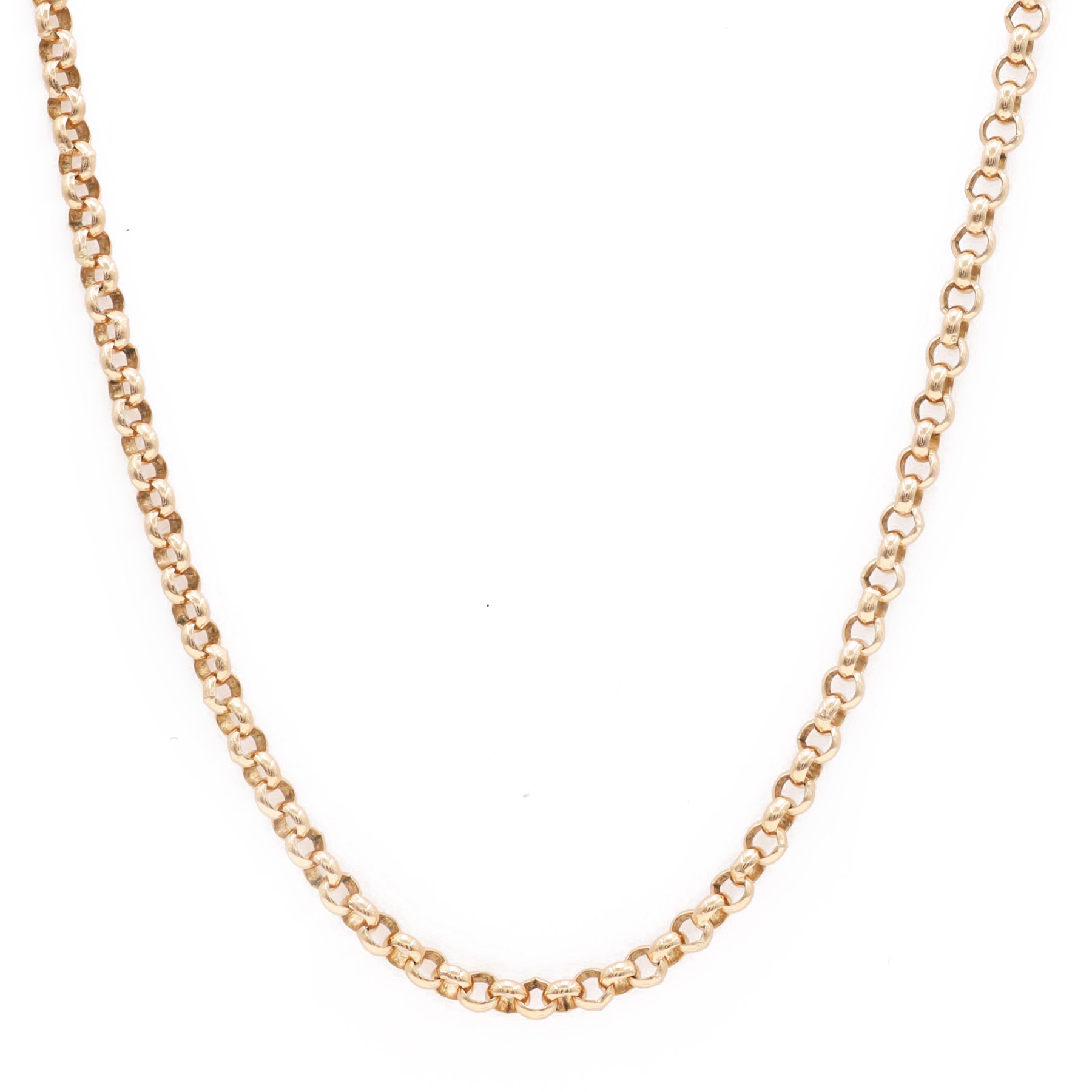 9ct rose gold  rolo link chain necklace, with T bar and clip, Birmingham 1990
