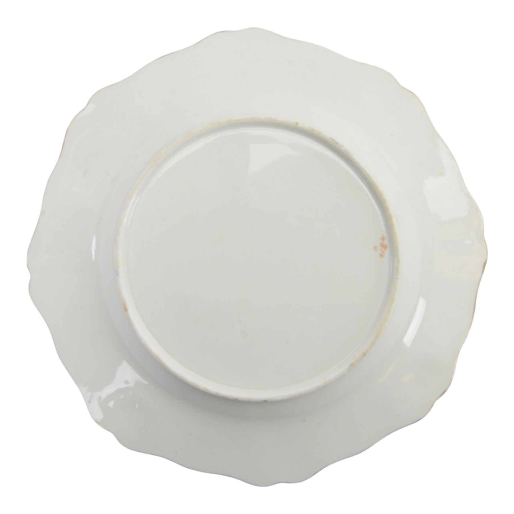 Collection of 19th century porcelain dessert wares, comprising Bloor Derby dish, circa 1825, Spode Felspar shaped oval dish, circa 1820, Ridgeway shaped oval footed dish with twin handles, circa 1840, Ridgeway dish, circa 1820, and tazza and dish, probably Minton, pattern 4810, each decorated in various patterns with floral sprays against dark blue grounds and heightened with gilt