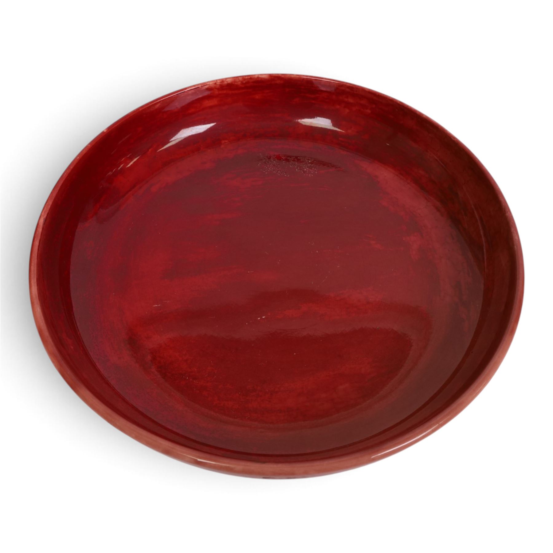 Bernard Moore flambe bowl, signed beneath, D37cm