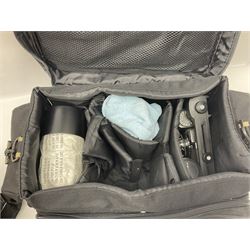 Four camera bodies, to include, Ricoh KR-10 serial no. 38826, Pentax MZ-M serial no. 4185969 with 'SMC Pentax- M 1:3.5 28mm' lens, Canon EOS500 serial no. 080927, with 'Sigma Zoom 100-300mm 1:4.5-6.7 DL'  lens etc, with other camera lenses and equipment 