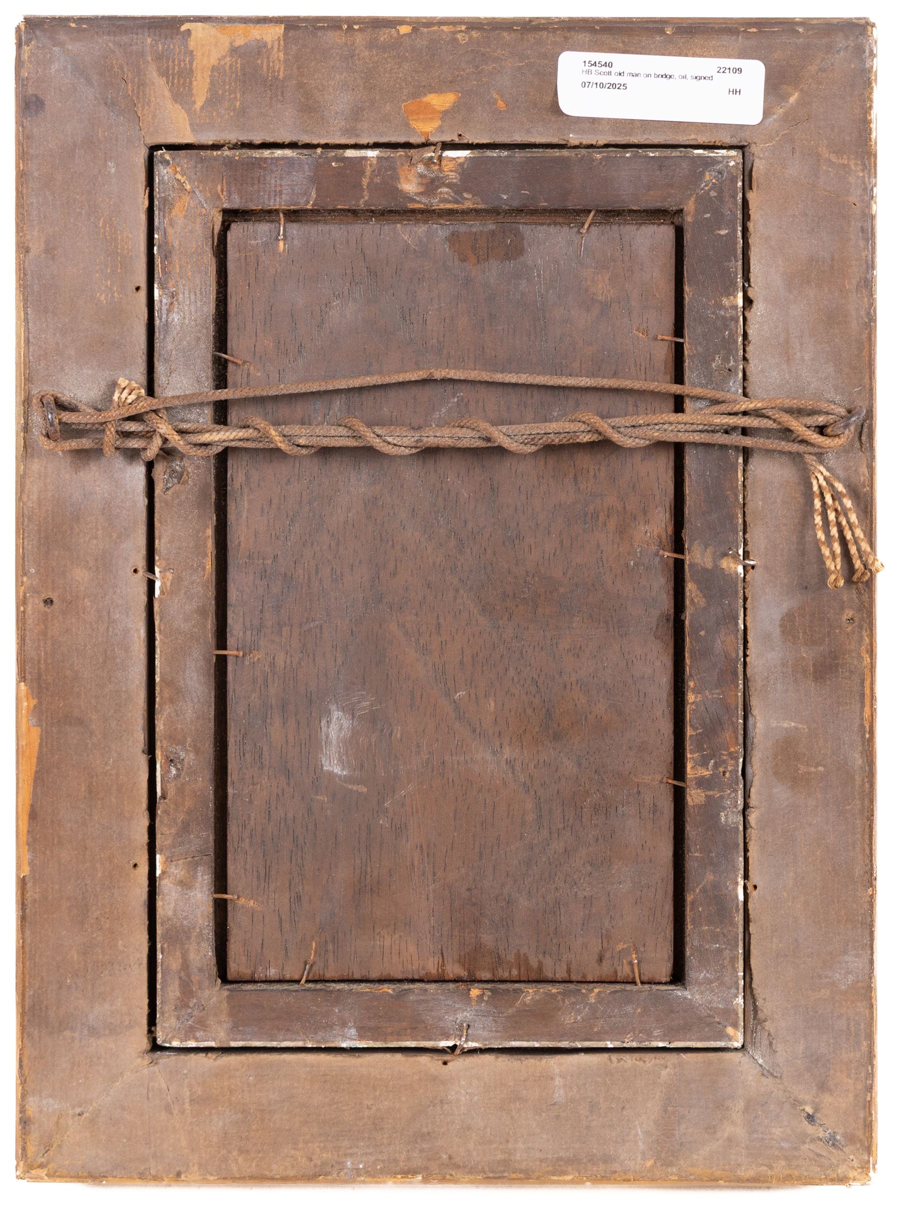 Hugh Berry Scott (British 1854-1940): Old Man Gathering Sticks, oil on panel signed 20cm x 12cm 