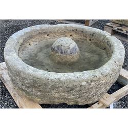 19th century hat top carved stone circular trough - THIS LOT IS TO BE COLLECTED BY APPOINTMENT FROM DUGGLEBY STORAGE, GREAT HILL, EASTFIELD, SCARBOROUGH, YO11 3TX