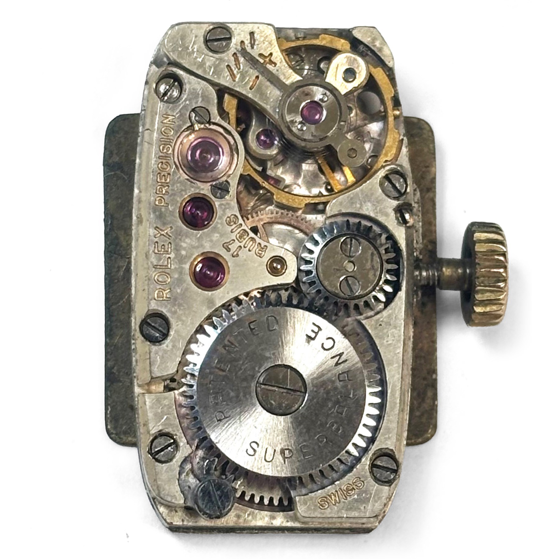 Rolex Precision ladies 9ct gold manual wind wristwatch, case No. 297900, silvered dial with Arabic hour markers, Chester 1955, on black leather strap