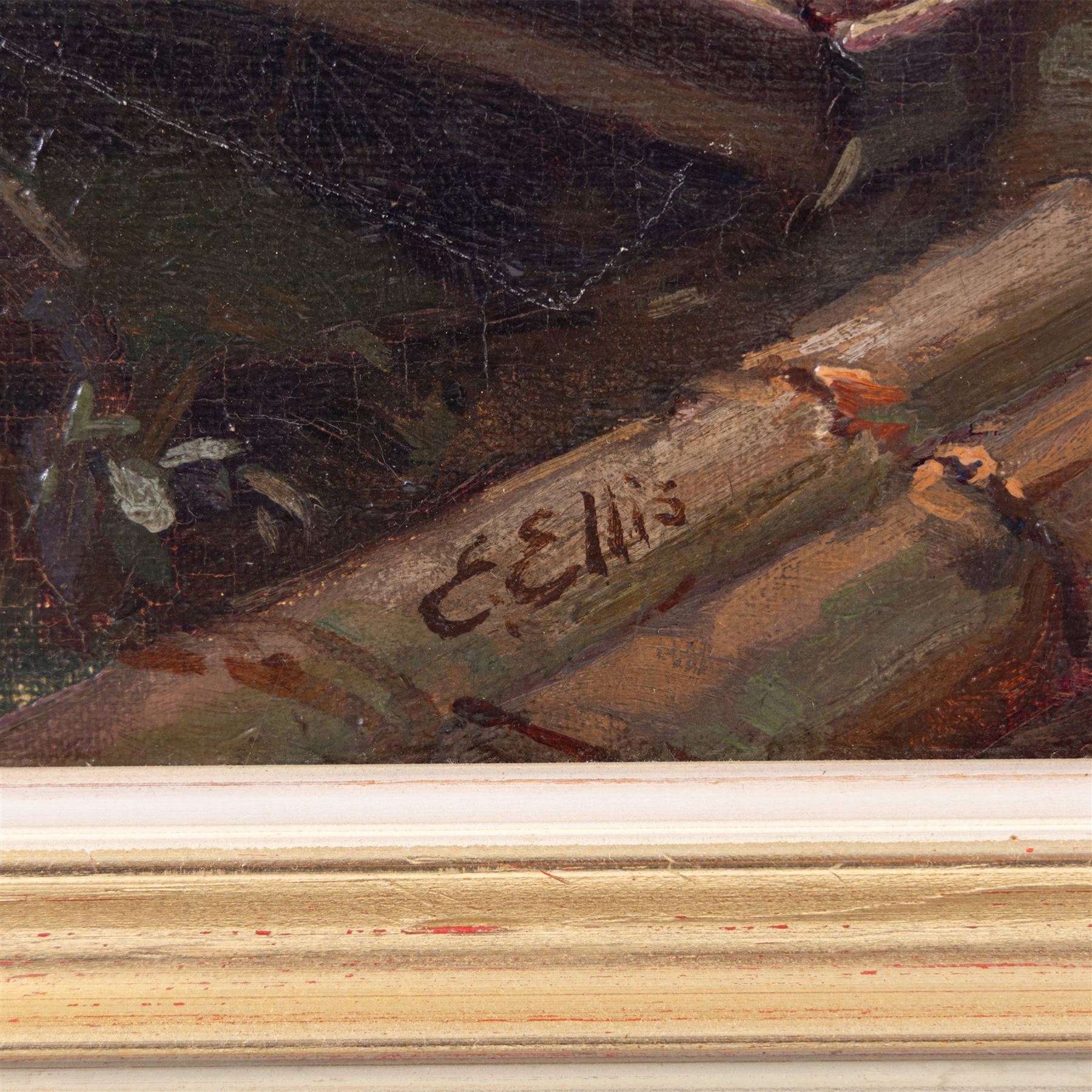 Edwin John Ellis (British 1841-1895): Whitby from Up River Esk, oil on canvas signed 24cm x 60cm