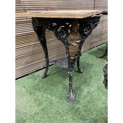 Britannia cast iron pub table, an ornate cast iron rectangular pub table, and three cast iron table bases (5) - THIS LOT IS TO BE COLLECTED BY APPOINTMENT FROM DUGGLEBY STORAGE, GREAT HILL, EASTFIELD, SCARBOROUGH, YO11 3TX