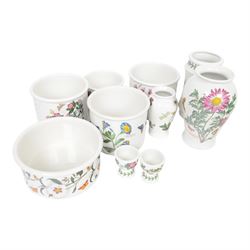 Collection of Portmeirion The Botanic Garden pattern, including five dinner plates, four side dishes, vases, planters etc 
