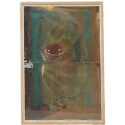 Stephen Wager (Yorkshire 20th century): 'New Ball II (Over Featherstone)', mixed media signed and titled verso 114cm x 76cm