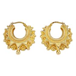Pair of 9ct gold hoop earrings, Sheffiel