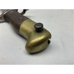 French Model 1866 Chassepot bayonet with 57cm curving fullered steel blade dated 1873 No.L63963; in steel scabbard with conforming number L71.5cm overall; and French St. Etienne Gras bayonet dated 1878 No.K10674 in steel scabbard numbered 79437 (2)