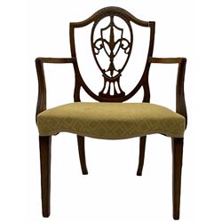 Georgian mahogany elbow chair, serpentine seat
