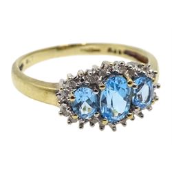9ct gold blue topaz link bracelet and a 9ct gold Swiss blue topaz and diamond ring, hallmarked

