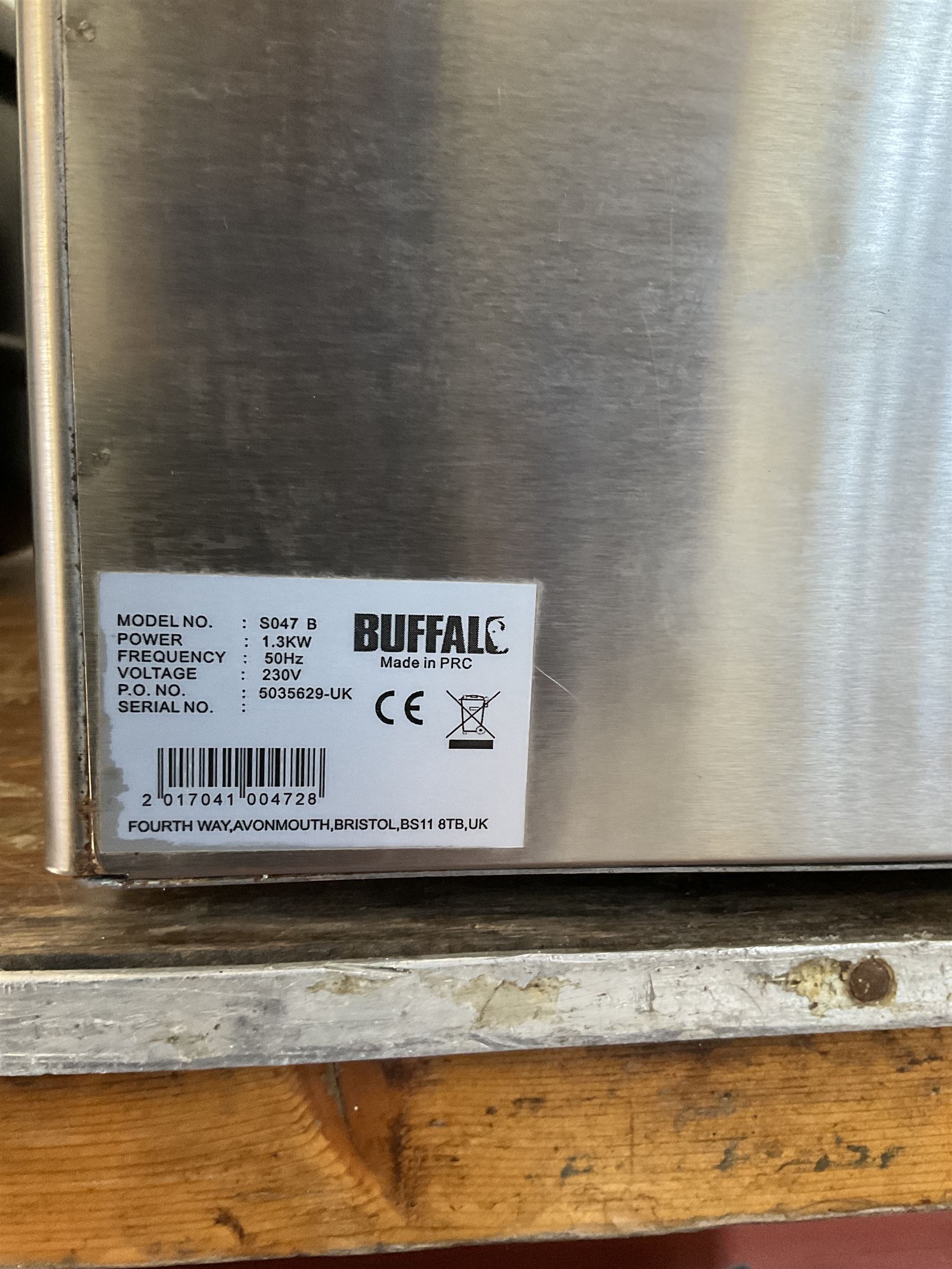 Buffalo SO47 B 1.3KW four pot Bain Marie (1) - THIS LOT IS TO BE COLLECTED BY APPOINTMENT FROM DUGGLEBY STORAGE, GREAT HILL, EASTFIELD, SCARBOROUGH, YO11 3TX