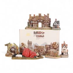 Lilliput Lane limited edition model The King's Arms, boxed with deeds, together with five other limited or special edition Lilliput Lane models, comprising Counting House Corner 1994 (version 2), Biscuit Works Carlisle 2005, Rowan Lodge (version 1) engraved South Bend 1990, Gulliver 1986 (version 1) and Dennis the Dragon 1986, unboxed 