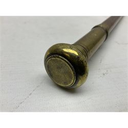 19th Century tipstaff, with brass finial and hardwood handle, L48cm