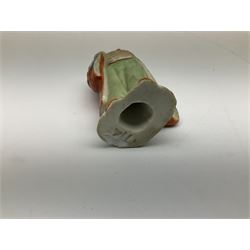 Japanese parquetry puzzle box L12cm; another Japanese puzzle box with marquetry top of Mount Fuji; eleven graduated Chinese figures including immortals; and Chinese figure of a lady standing on a hardwood base next to a horn table (14)