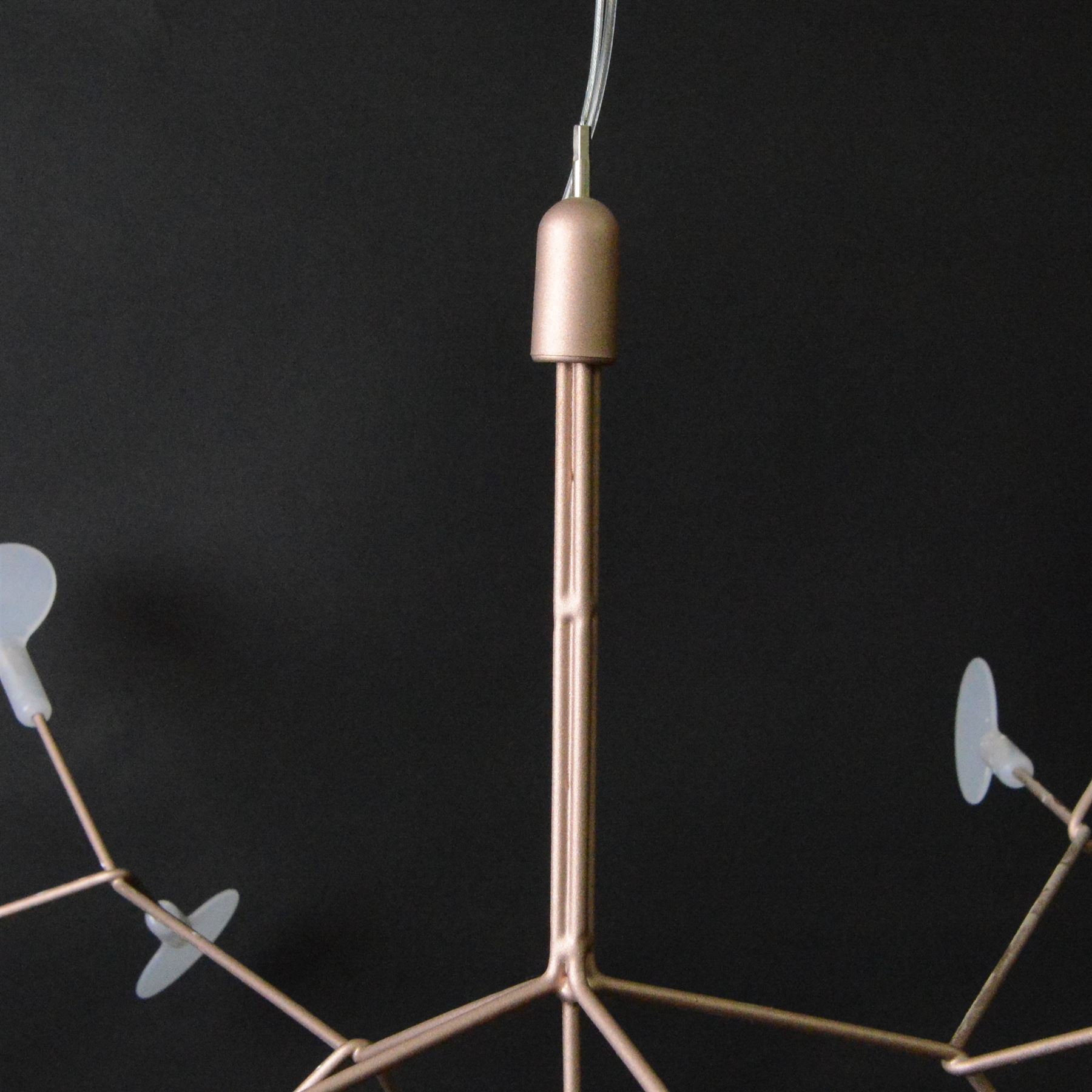 Moooi - Heracleum III ceiling light, branching metal armature in a bronze metallic finish, radiating asymmetrical arms fitted with numerous integrated LED light points, each terminating in a frosted polycarbonate lens, suspended from a central stem and ceiling rose