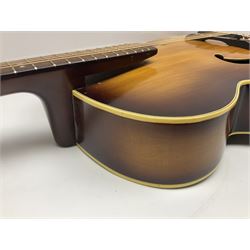 1958 Hofner Senator acoustic guitar with two-tone finish and Hofner label bearing serial no.5315, L104cm overall; in soft carrying case.