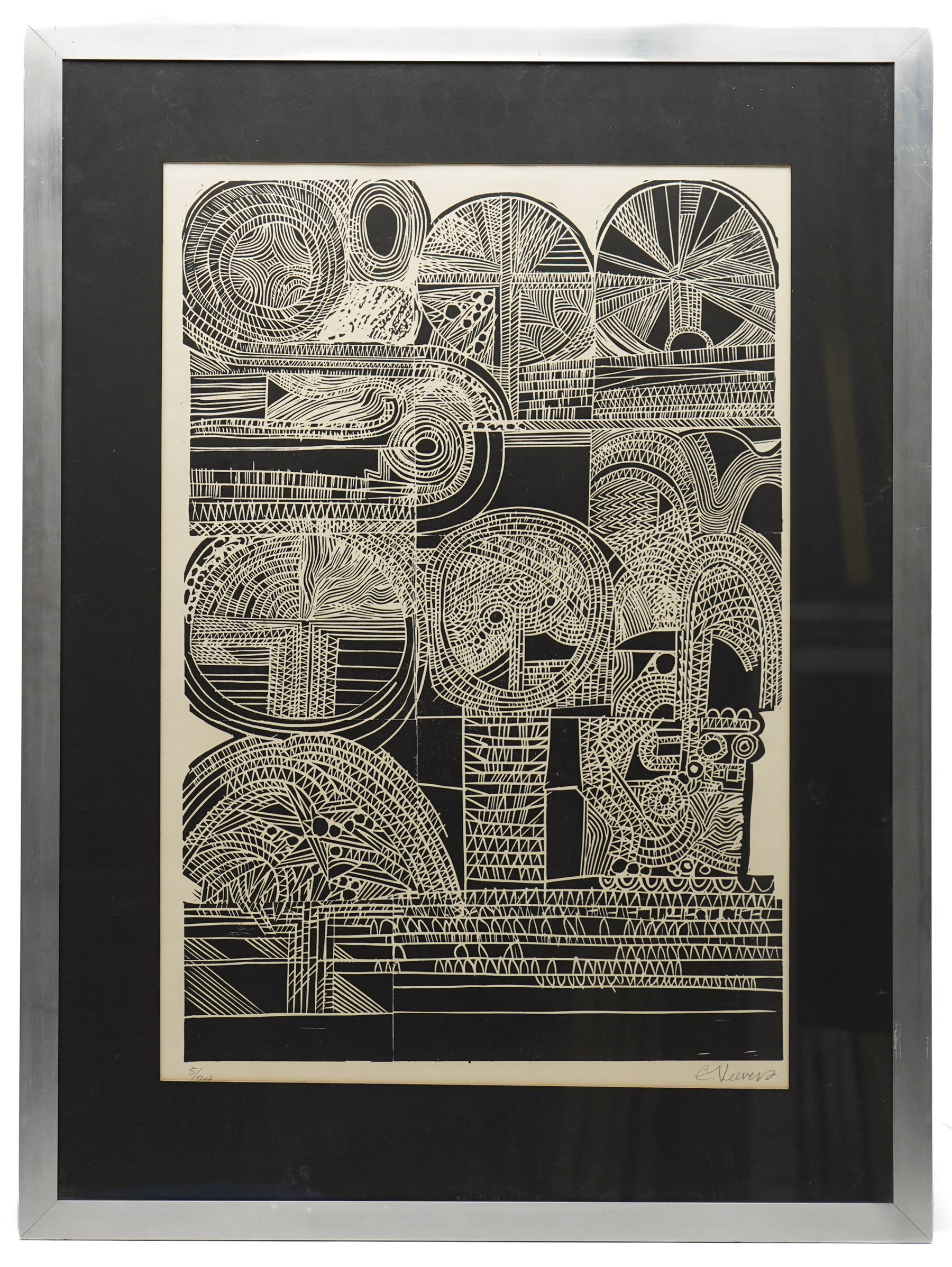 Chris Neaves (British 20th century): Park and Monochrome Abstract, two limited edition lithographs signed and numbered 10/36 and 5/24 in pencil max 58cm x 39cm (2)