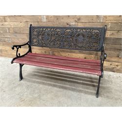 Cast iron and wood slatted garden bench