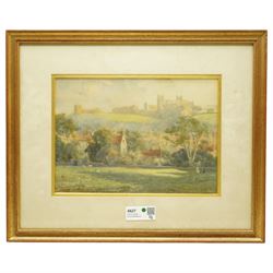 Albert George Stevens (Staithes Group 1863-1925): Yorkshire Landscape with Hilltop Ruins, watercolour signed 25cm x 35cm