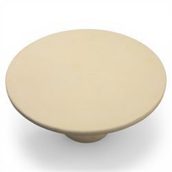 Mid 20th century tulip round white fiberglass table, tapered column base on a circular plinth